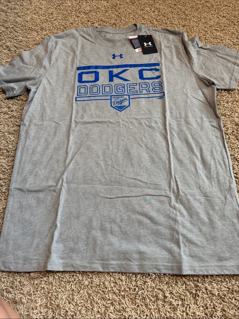 New with Tags Under Armour Gray OKC Dodgers Logo Tee